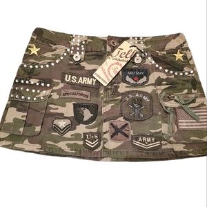 US army militarily camo patchwork cargo skirt
